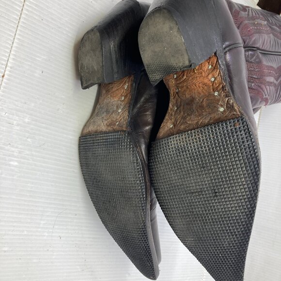 MEZCALERO Mexico western cowboy burgundy womens boots sz 5 1/2 EE - Picture 6 of 9